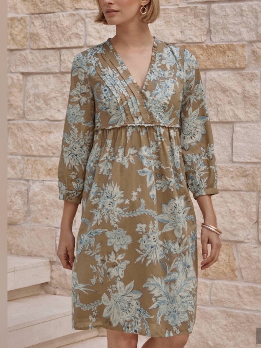 NWT Women's J. JILL Cotton Voile Ruffled Dress Toffee Vintage Garden Size XLP XL